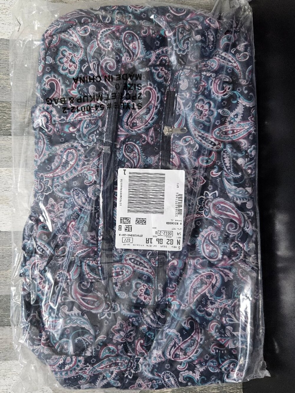 NIP B Richer 2 Piece Paisley Travel Bag Set Navy Teal Burgundy New Sealed